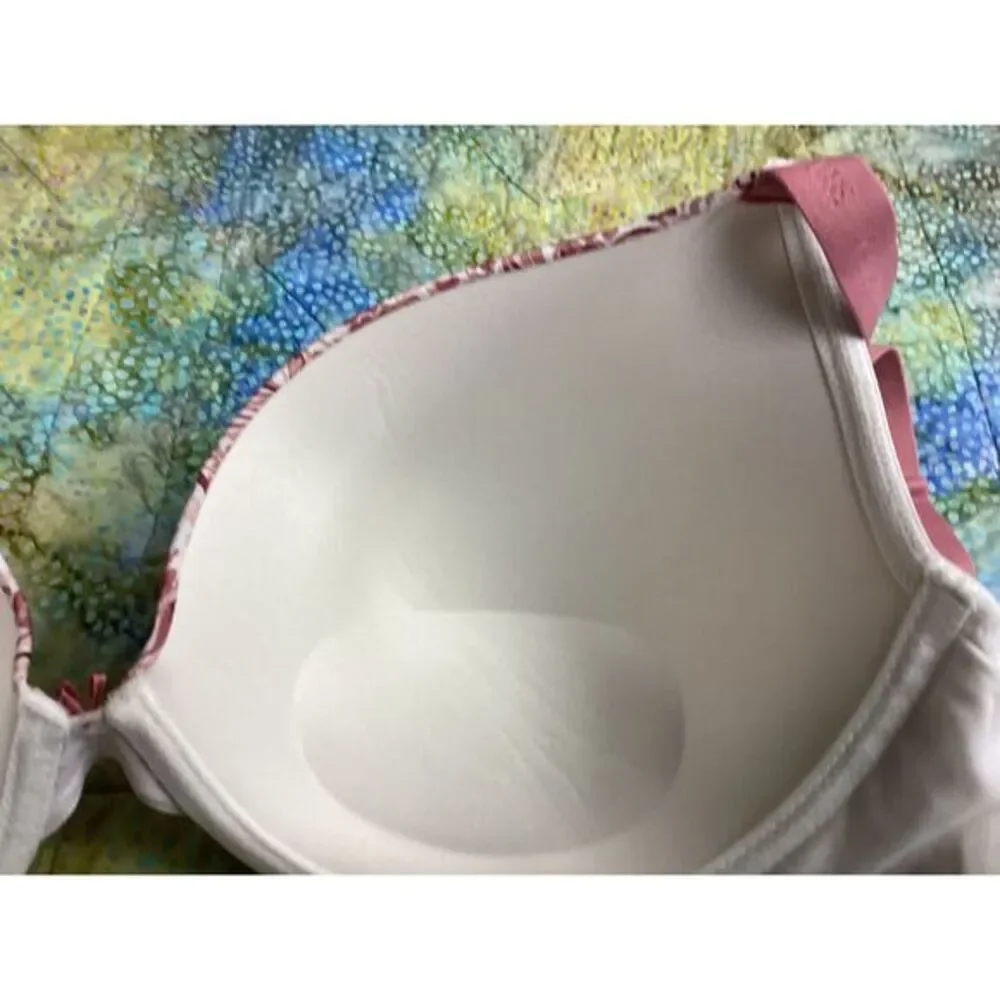 Cacique Pink Paisley Pattern Padded Underwire‎ Bra Floral Print Design 42DDD (F)